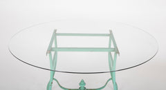 19th Century French Iron Glass Top Dining Table with Four Matching Chairs