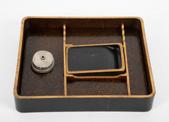 Japanese Partial Gilt Black Lacquered Wood Suzuribako