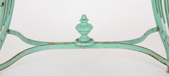 19th Century French Iron Glass Top Dining Table with Four Matching Chairs