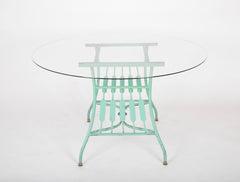 19th Century French Iron Glass Top Dining Table with Four Matching Chairs