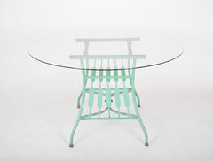 19th Century French Iron Glass Top Dining Table with Four Matching Chairs