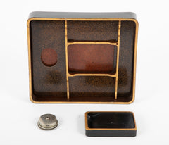 Japanese Partial Gilt Black Lacquered Wood Suzuribako