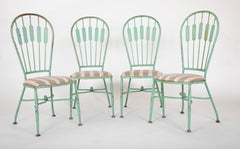 19th Century French Iron Glass Top Dining Table with Four Matching Chairs