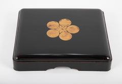 Japanese Partial Gilt Black Lacquered Wood Suzuribako