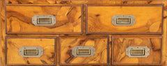 Italian Campaign Chest of Drawers with Olive Wood Veneer, Mid-20th Century