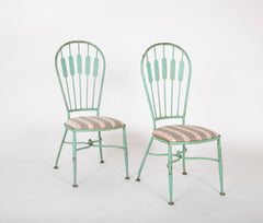 19th Century French Iron Glass Top Dining Table with Four Matching Chairs