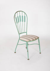 19th Century French Iron Glass Top Dining Table with Four Matching Chairs