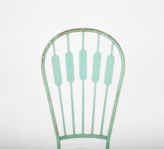 19th Century French Iron Glass Top Dining Table with Four Matching Chairs