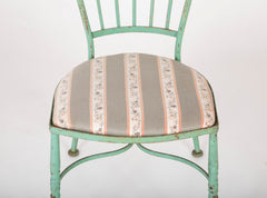 19th Century French Iron Glass Top Dining Table with Four Matching Chairs