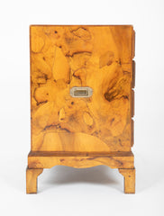 Italian Campaign Chest of Drawers with Olive Wood Veneer, Mid-20th Century