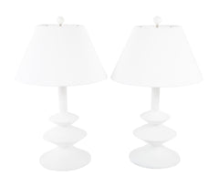 Pair of Waxed Plaster Lamps