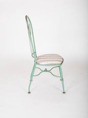 19th Century French Iron Glass Top Dining Table with Four Matching Chairs