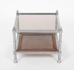Pair of French Mid-20th Century Maison Jansen Brushed Steel Side Tables