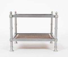 Pair of French Mid-20th Century Maison Jansen Brushed Steel Side Tables
