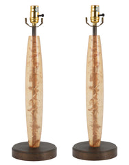 A Pair of "Cracked Ice" Resin Lamps with Bronze Bases