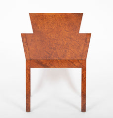 Burled Walnut Veneered Armchair in the Manner of Pierre Chareau