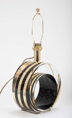 Pair of Italian Mid-Century Lucite Lamps Infused with Aluminum