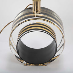 Pair of Italian Mid-Century Lucite Lamps Infused with Aluminum