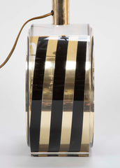 Pair of Italian Mid-Century Lucite Lamps Infused with Aluminum