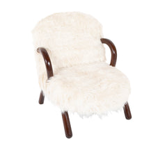 Pair of Faux Goat Hair Upholstered Armchairs in the Manner of Jean Royere