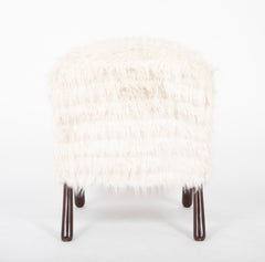 Pair of Faux Goat Hair Upholstered Armchairs in the Manner of Jean Royere