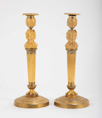 Pair of Gilt Bronze Empire Style Candlesticks