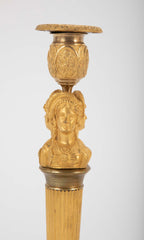 Pair of Gilt Bronze Empire Style Candlesticks