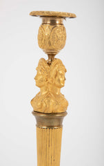 Pair of Gilt Bronze Empire Style Candlesticks