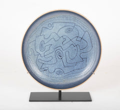 Blue Stoneware Charger by Edwin & Mary Scheier