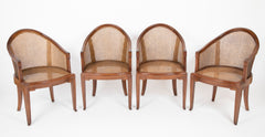 Set of Four Slip Seated Caned Back Armchairs Attributed to Maurice Dufrene