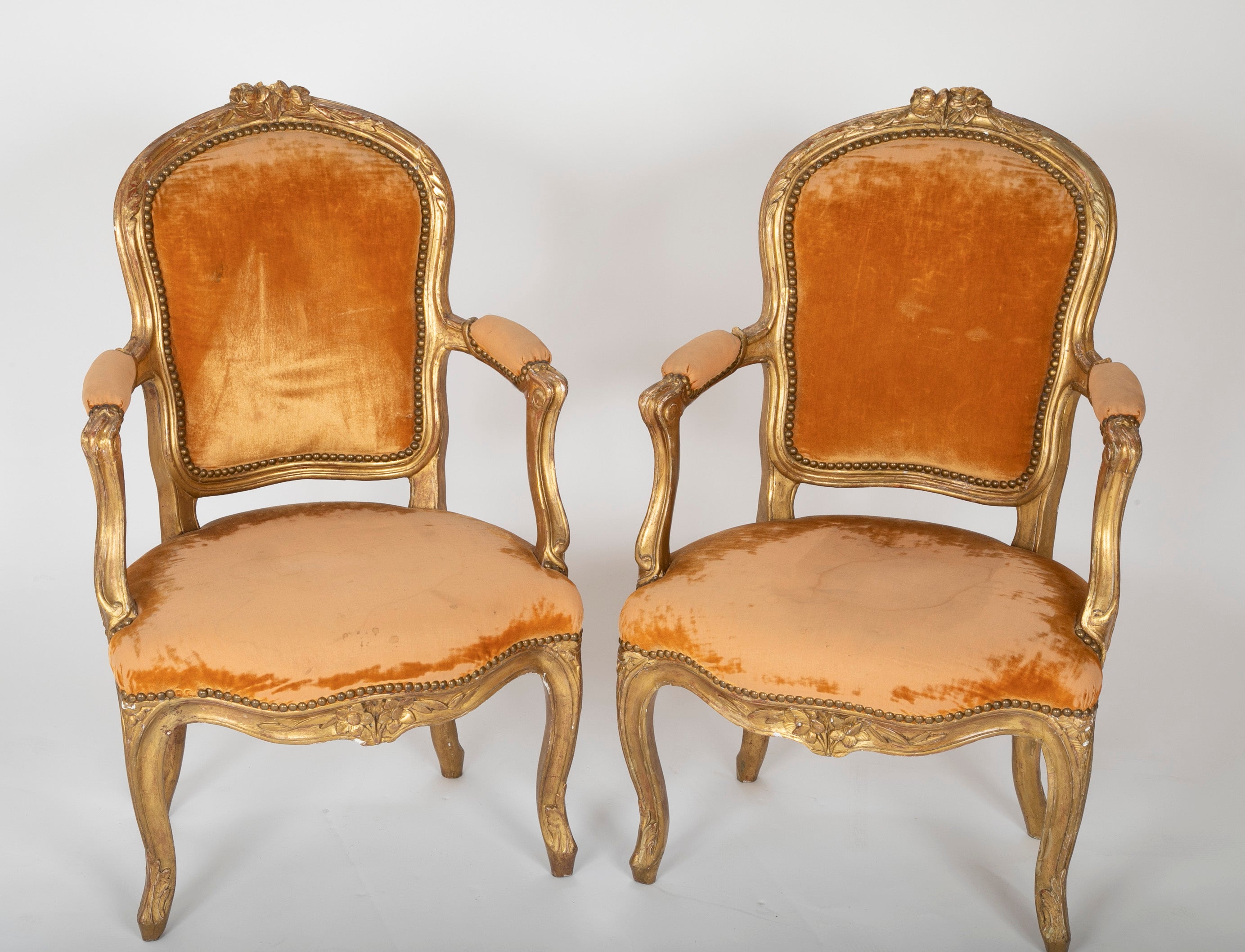 Pair of Louis XV Gilded Children's Fauteuil