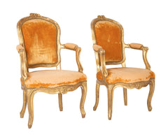 Pair of Louis XV Gilded Children's Fauteuil