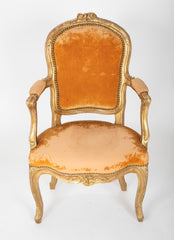 Pair of Louis XV Gilded Children's Fauteuil