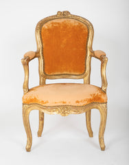 Pair of Louis XV Gilded Children's Fauteuil