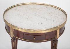 French Louis XVI Marble Top Bouillotte Table with Gallery