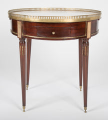 French Louis XVI Marble Top Bouillotte Table with Gallery