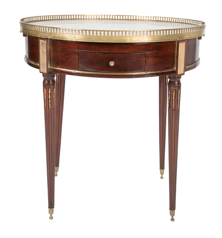 French Louis XVI Marble Top Bouillotte Table with Gallery