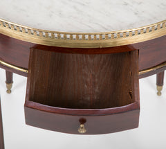 French Louis XVI Marble Top Bouillotte Table with Gallery
