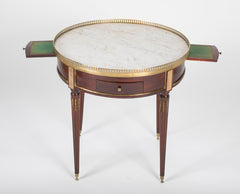 French Louis XVI Marble Top Bouillotte Table with Gallery