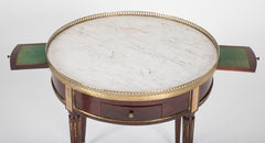 French Louis XVI Marble Top Bouillotte Table with Gallery