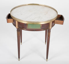 French Louis XVI Marble Top Bouillotte Table with Gallery