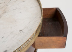 French Louis XVI Marble Top Bouillotte Table with Gallery