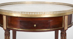 French Louis XVI Marble Top Bouillotte Table with Gallery