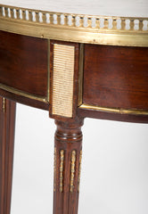 French Louis XVI Marble Top Bouillotte Table with Gallery