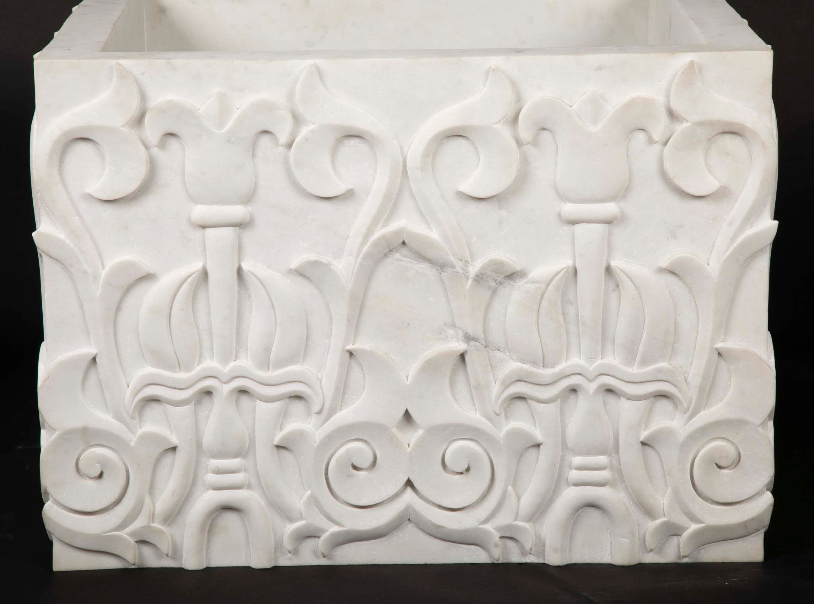 Hand-Carved Marble Table Base