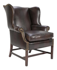 George III Mahogany Wing Chair with Leather Upholstery