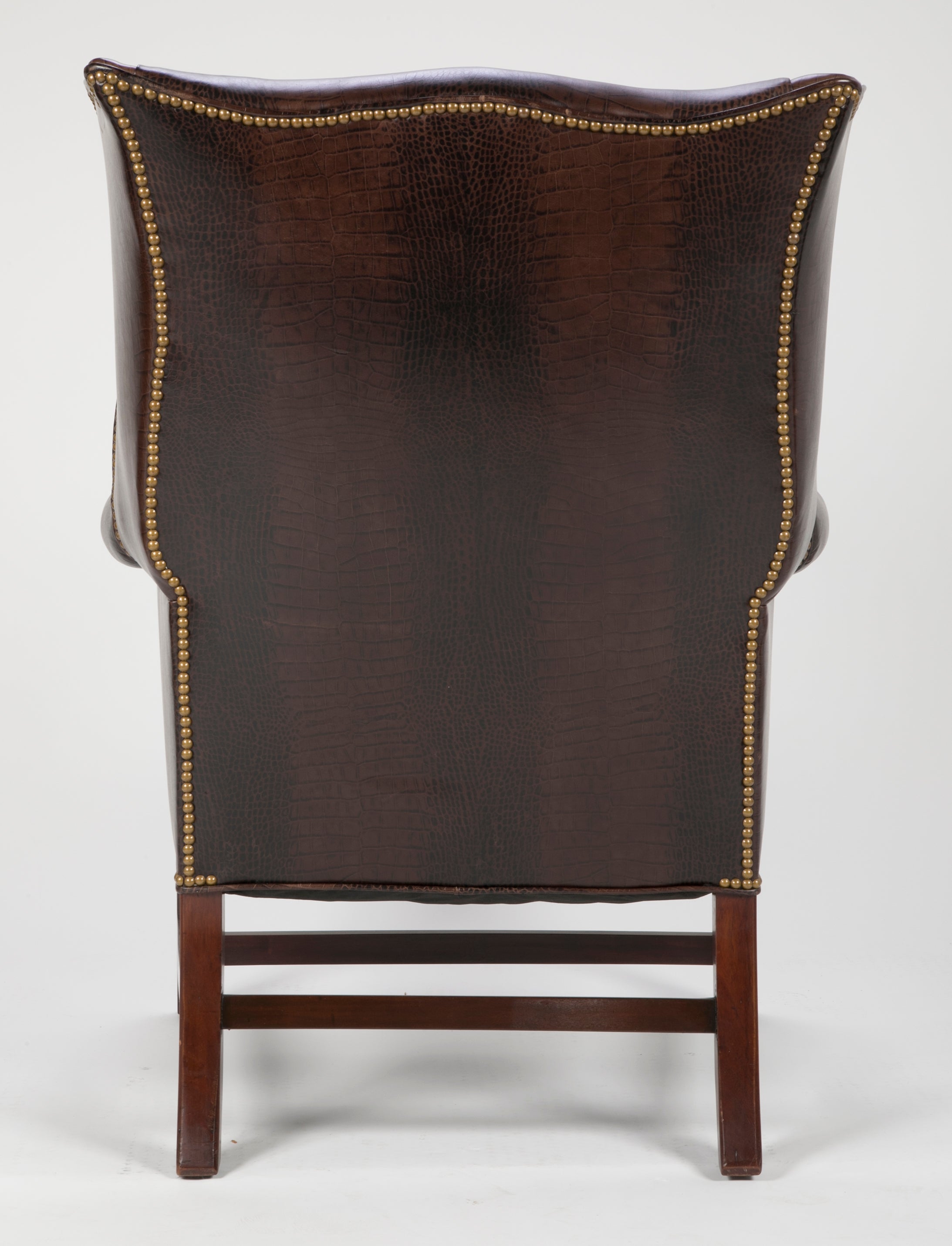 George III Mahogany Wing Chair with Leather Upholstery
