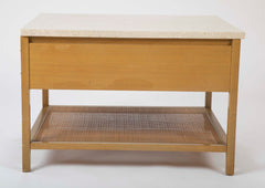 Travertine Top Mahogany Side Table Designed by Paul McCobb