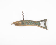 A Brass Bottle & Wine Opener in Shape of a Fish