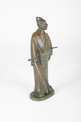 Mid-Century Japanese Bronze Samurai Signed Zhi Yi Zuo